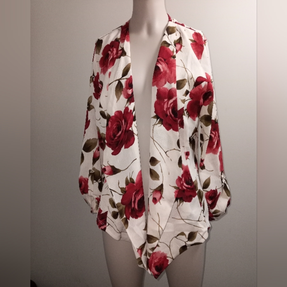 Fashion magazine white and rose blouse Blazer size large